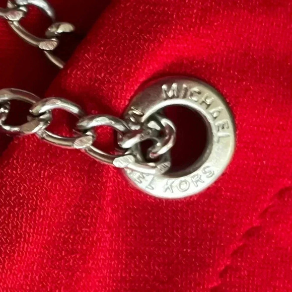 MICHAEL KORS Red Sleeveless Stretchy Blouse V-Neck w/ Silver Chain Detail - Picture 6 of 8